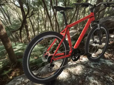 Sport Hardtail Mountain Bicycle Red Black 3D model