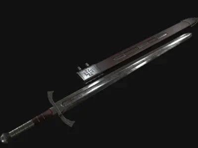 Templar Sword High Quality  - Game Ready Low-poly 3D model
