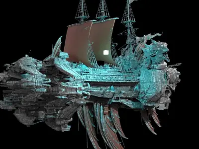 Silver Drake Airship Military vessel 4 designs  3D model