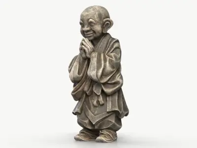 Smiling Monk Statue 1 3D model