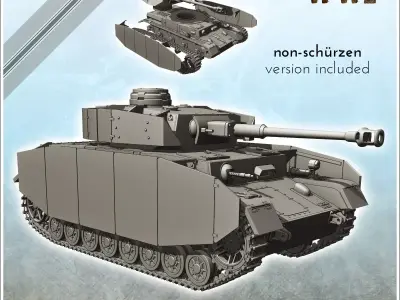 Panzer IV Ausf H - Germany Front Normandy German WWII 3D print model