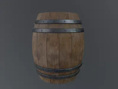 Medieval Wooden Barrel v2 Low-poly 3D model