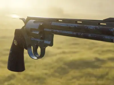 Rusty Old Colt Python 357 mag Revolver Low-poly 3D model