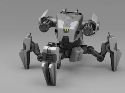 military robot  rigged character 3D model purchase