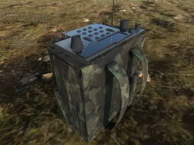 Army comms bag low poly game ready model with texture Low-poly 3D model