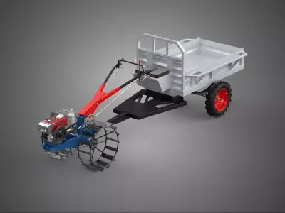 CAGE WHEEL TRACTOR VEHICLE TRAILER CART CARGO CAR TRANSPORT FARM 3D model
