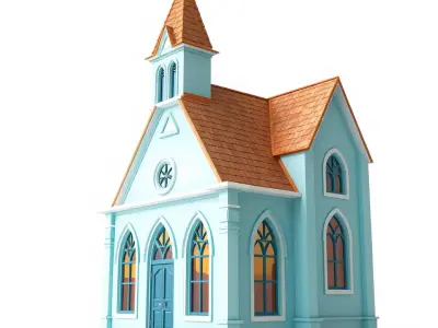 Blue Gothic Chapel model pack Low-poly 3D model