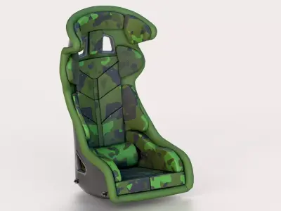 Racing Sport Seat V01  Green Camo Low-poly 3D model