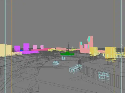 Architecture city with buildings and park 3D model