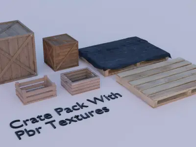 Wooden Crate Pack Free 3D model