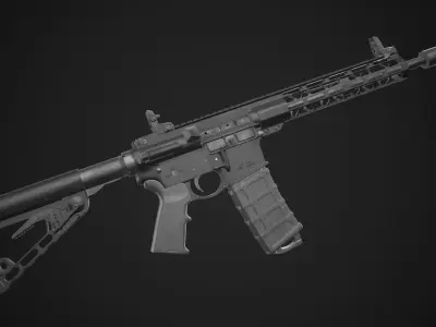 AR-15 Rifle with Upgrades Game Ready Low-poly 3D model
