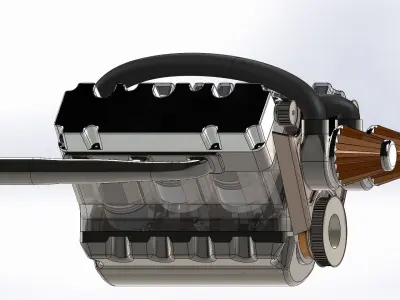 Car Engine with 2 turbo V6 solidworks 3D model