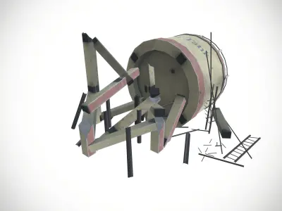 Destroy Water Tank Low-poly 3D model