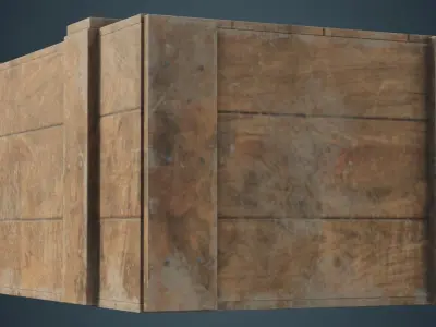 Wooden Box 3B Low-poly 3D model