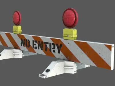 No-Entry Safety Barricade Low-poly 3D model