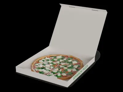 Pasties dumplings and pizzas Spinach and Feta Pizza Low-poly 3D model purchase