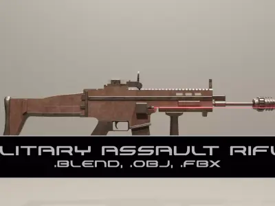 Military assault rifle 3D model