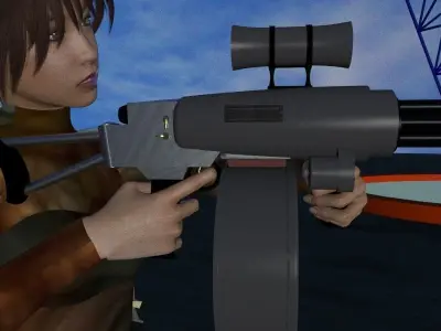 Shoulder fired  mini Gatling gun 3D model
