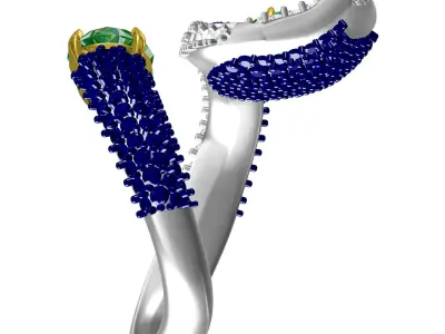 Antique Peacock Feather Cocktail Ring 3D print model