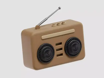 Retro Radio cartoon Low-poly 3D model