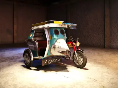 Tricycle 3D Model Philippines Transport Vehicle Low-poly 3D model