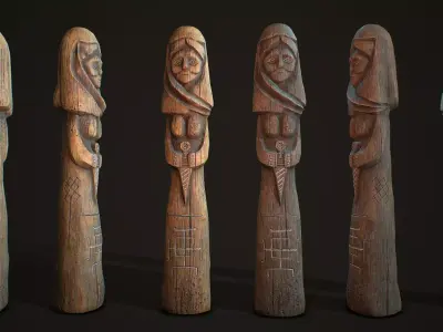 Totem wood 6 pbr 4k  Low-poly 3D model