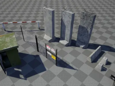 Military pack for checkpoints Low-poly 3D model