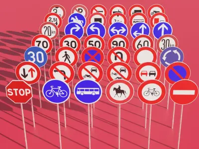 Traffic signs pack 3d model 3D model