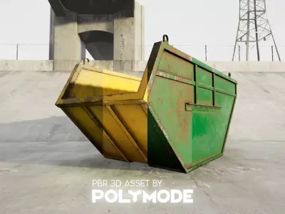 Low poly Industrial Dumpster 01 PBR Game-ready Low-poly 3D model