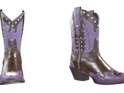 Eagle Star Cowboy Violet Boots 3D model