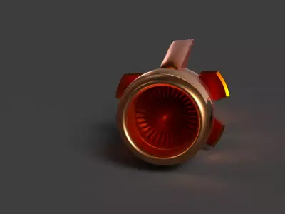 Chinese airplane jet engine  figure    Low-poly 3D model