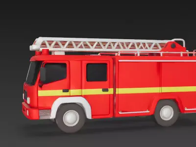 Stylized Fire Engine 3D Model Low-poly 3D model