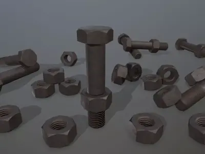 Bolts bolt and nut Low-poly 3D model 24