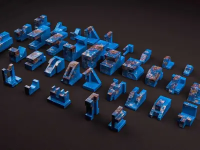 Building Blocks Kit Machined Parts Hard Surface V1 Low-poly 3D model