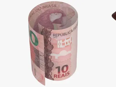 Brazil 10 Reais Wallet Money Purse 3D model