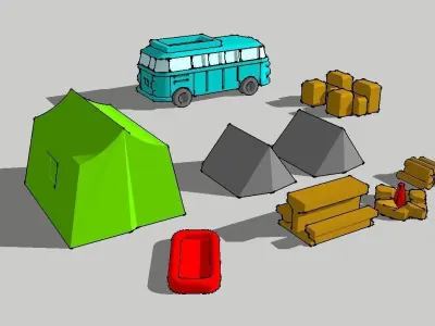  Campground  Bus Tent Table Boat by Outland Models 3D Printable 3D print model
