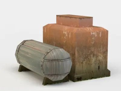 Tank rusty box Low-poly 3D model