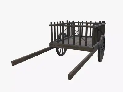 Medieval Carriage V11 Low-poly 3D model