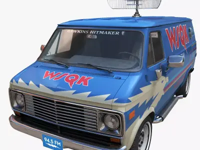 Stranger Things WSQK radio station van Low-poly 3D model