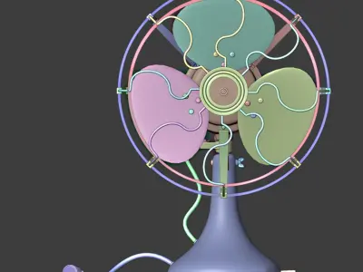 Vintage old table electric fan 3D model