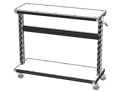 Aluminum Stand Up Desk Two Shelf 3D model