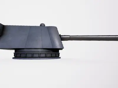 180-mm artillery mount MK-3-180 mod 1938 Low-poly 3D model