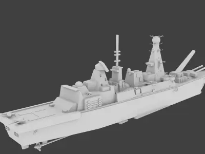 HSM Daring Type 45 destroyer Low-poly 3D model