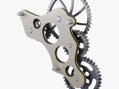 Gear Mechanism Low Poly v 4 Low-poly 3D model