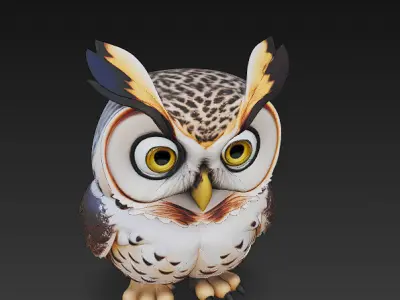 Owl Realistic 3D Model - Low Poly Realistic Low-poly 3D model
