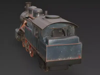 Realistic Wrecked Steam Locomotive 3D Model Low-poly 3D model