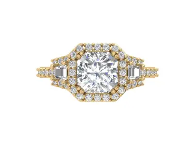 Radiant Art Deco Ring 3D print model 2