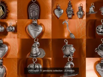 Halloween 11 pendants collection  3D Model Pack