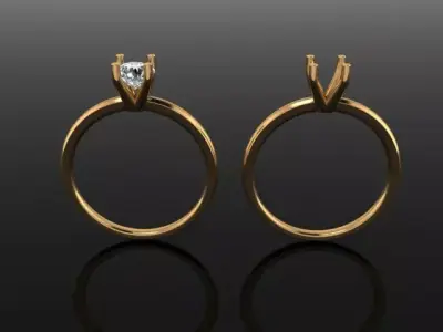 Dainty Solitaire 4 Prong Engagement Ring 5MM 3D print model