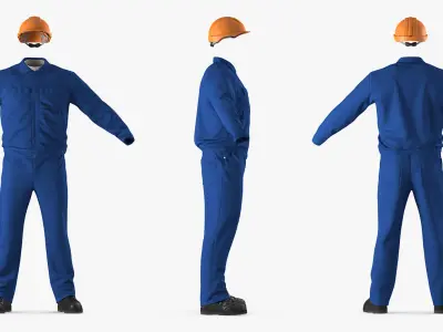 Boiler Suit Coverall with Safety Helmet 3D model